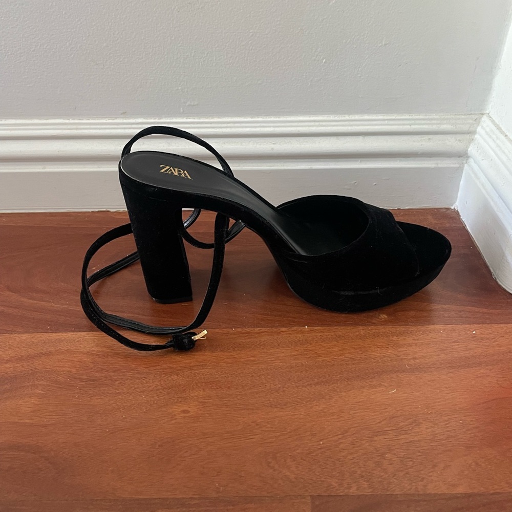 Zara Velvet Platform Heels